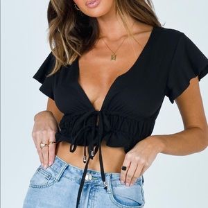 Princess Polly Jamison Reid Crop Top in Black